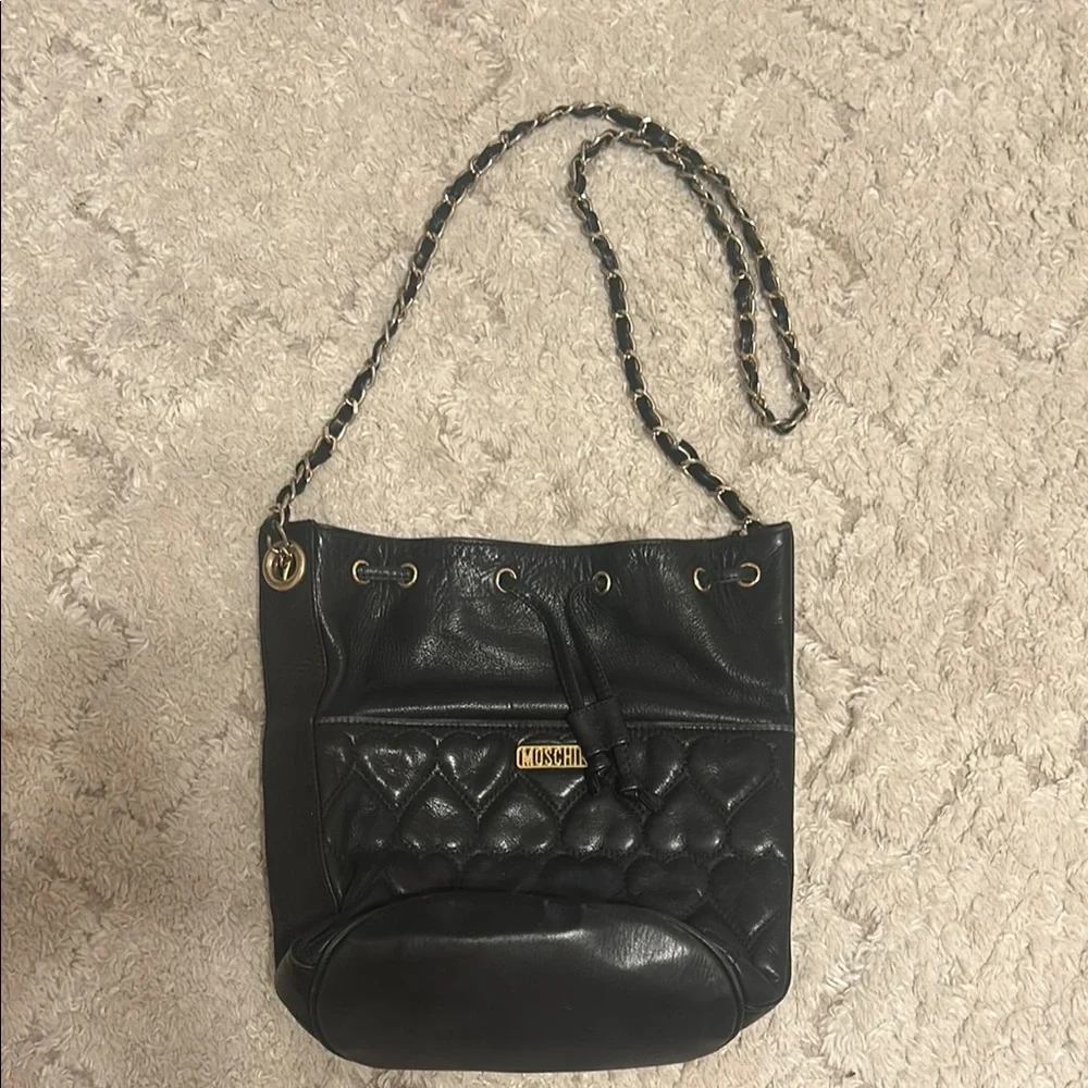 Moschino Black Quilted Leather Shoulder Bag - Picture 1 of 8